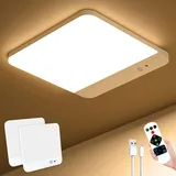 Toowell Deckenlampe mit Bewegungsmelder Akku Badezimmer Lampe Decke Licht mit Bewegungsmelder Batterie Innen LED Lampe Akku Kellerleuchte Schrankleuchten Garagenleuchte Treppenlicht,2 Stück