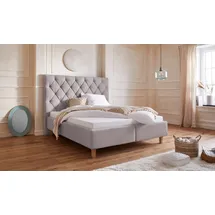 Home Affaire Polsterbett HOME AFFAIRE "Sunley 140", grau (hellgrau), B:183cm L:210cm, Struktur (100% Polyester);Samtstoff (100% Polyester), Betten, Polsterbett, Kreuzsteppung, Kopfteilhöhe 142 cm, ohne oder mit Matratze/Lattenrost