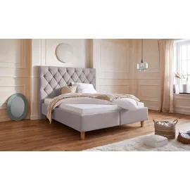 Home Affaire Polsterbett HOME AFFAIRE "Sunley 140", grau (hellgrau), B:183cm L:210cm, Struktur (100% Polyester);Samtstoff (100% Polyester), Betten, Polsterbett, Kreuzsteppung, Kopfteilhöhe 142 cm, ohne oder mit Matratze/Lattenrost