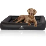 Knuffelwuff Hundebett aus Laser gestepptem Kunstleder Hampstead Orthopädisch 105 x 80cm Schwarz