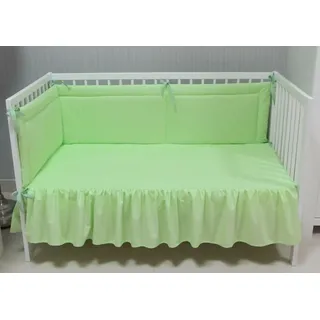 Babymajawelt Betthusse Bettvolant Bettlaken für Babybett, Glatt, Einfarbig, Dekorativ, Reine Baumwolle, Made in EU grün