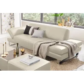 W.Schillig 3-Sitzer taboo Designsofa mit hohem Sitzkomfort, mit Normaltiefe, inklusive Armlehnenverstellung, mit Kontrastnaht beige|grau