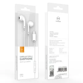 COFI Mcdodo HP-6070 In Ear Kopfhörer Stereo Headset USB-C TYP-C mit Mikrofon kompatibel mit Xiaomi Huawei ZTE Oppo Weiß