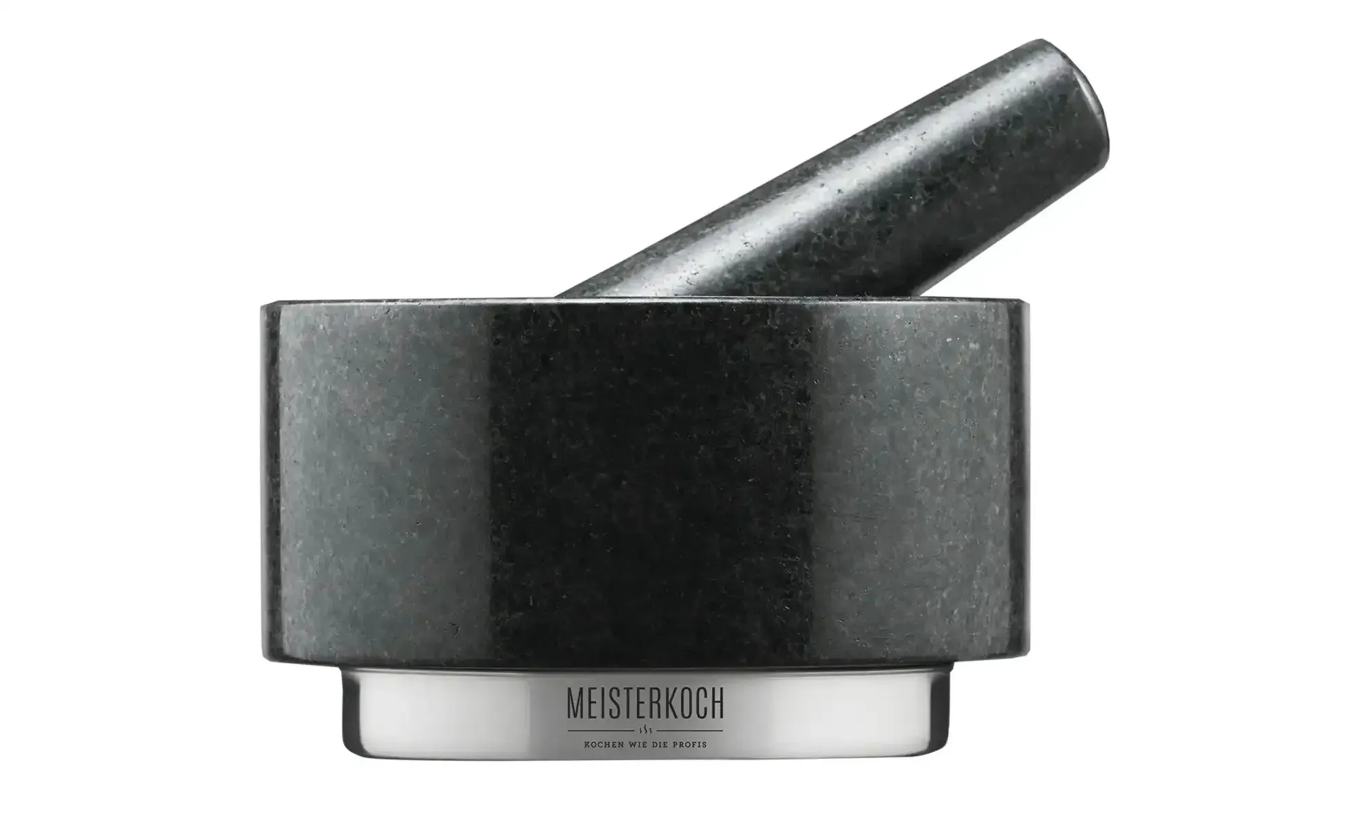Meisterkoch Mörser mit Stößel  OPTIMUS , grau , Granit,Edelstahl , Maße (cm): H: 8  Ø: 14