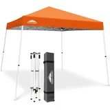EAGLE PEAK Pop-Up-Zelt mit schrägen Beinen, 3 m x 3 m, sofortiger Outdoor-Baldachin, einfacher Aufbau, Faltbarer Unterstand, Orange