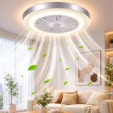 Viugreum Deckenventilator mit Beleuchtung, 3 Farbtemperatur und 6 Geschwindigkeiten Lampe mit Ventilator, Leise Deckenventilator Licht Deckenlampe mit Fernbedienung Timer Für Wohnzimmer Schlafzimmer