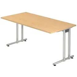 HAMMERBACHER Prokura Schreibtisch ahorn rechteckig, C-Fuß-Gestell silber 160,0 x 80,0 cm