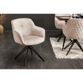 Riess-Ambiente Stuhl EUPHORIA - drehbar champagner greige Samt Armlehne Metallgestell schwarz Esszimmer