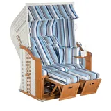 SonnenPartner Sunny Smart® Strandkorb Rustikal 250 Plus blau, grau, gestreift, weiß Kunststoff, Holz, 9-teilig