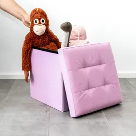 Intirilife Sitzhocker 38x38x38 cm in LOTUS ROSA - Sitzwürfel mit Stauraum und Deckel aus Stoff mit Mulden - Sitzcube Fußablage Aufbewahrungsbox Truhe Sitzhocker