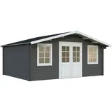 Palmako Gartenhaus Klara 17,0 m2 FSC Mix 70 % - 28 mm dunkelgrau/weiß