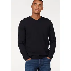 V-Ausschnitt-Pullover »JJEBASIC mit V-Ausschnitt, ideal für Herbst und Alltag«, unifarben, modisch, slim fit, Baumwolle, V-Ausschnitt, Gr. L, Black, , 96369820-L