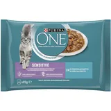 PURINA ONE SENSITIVE Katzenfutter Thunfisch & Karotte (4 x 85g)