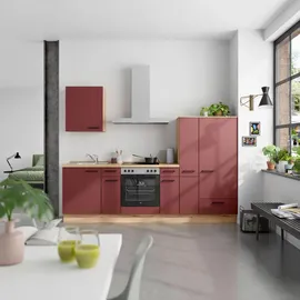 Nobilia Küchenleerblock Easytouch, Rot, Eiche, Metall, 3 Schubladen, nur wie online abgebildet bestellbar, 270 cm, Blauer Engel, Pefc, Goldenes M, Made in Germany, DGM-Klimapakt, seitenverkehrt erhältlich, vormontierter Korpus, Anti-Fingerprint, Küchen,