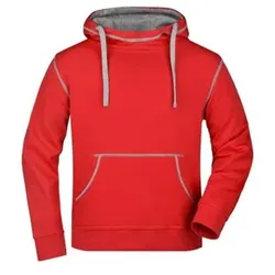 Herren Lifestyle Kapuzensweatshirt JN961, rot/grau heather, Größe 3XL - rot - 3XL