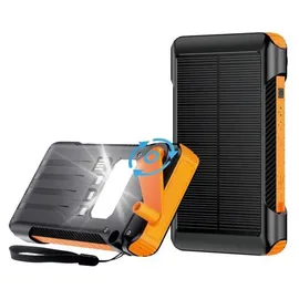 2Go Notfall-Powerbank 10000mAh Solar-& Handkurbel-Aufla. - Schwarz/Orange