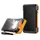 2Go Notfall-Powerbank 10000mAh Solar-& Handkurbel-Aufla. - Schwarz/Orange