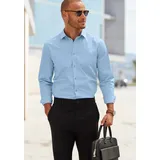 John Devin Langarmhemd JOHN DEVIN "elastische Baumwollqualität", Herren, Gr. M (39/40), N-Gr, blau (hellblau), Web, Obermaterial: 97% Baumwolle, 3% Elasthan, unifarben, körpernah, Rundhals, 1-Knopf-Manschette, Hemden, für maximale Bewegungsfreiheit durch Stretch