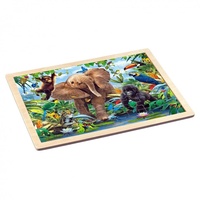 Philos 9002 - Rahmenpuzzle, Junior Jungle, Tierpuzzle, Holz, 48 Teile