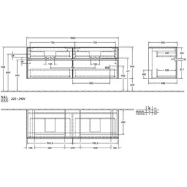 Villeroy & Boch Waschtischunterschrank 4 Auszüge 160 x 54,8 x 50 cm Kansas Eiche