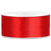 Partydeco Satin Geschenkband rot, 25m 25mm breit