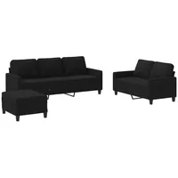 VidaXL 3-tlg. Sofagarnitur mit Kissen Schwarz Stoff