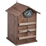 Relaxdays Eulen Nistkasten, Holz, Braun