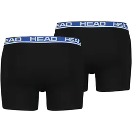Head Herren Boxershorts im Pack - Basic, Baumwoll Stretch, einfarbig Schwarz/Blau M
