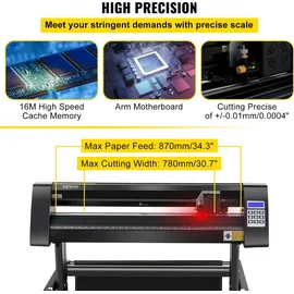 Vevor Vinyl Schneideplotter 870 mm Folienschneider Leistung 95 W Spannung AC 85-264 V, Plottermaschine Halbautomatisch mit Ständer, Signmaster-Software, Aluminiumlegierung, ARM, DMPL / HPGL, Windows