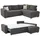 luma-home Dauerschlaf-Ecksofa Boxspring Federkerncouch Topper Stauraum Cord Grau Anthrazit