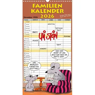 Lappan Verlag Uli Stein Familienkalender 2026: Familienplaner mit 5 Spalten