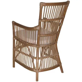 MID.YOU Sessel, Braun, Holz, Textil, Rattan, massiv, Uni, 55x96x62 cm, inklusive Armlehnen, Wohnzimmer, Sessel, Polstersessel