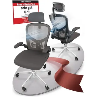 clouvou SmartSeat Bürostuhl ergonomischer Schreibtischstuhl, Chefsessel, Gaming Stuhl, Drehstuhl 150 kg | individuell einstellbar - Grau