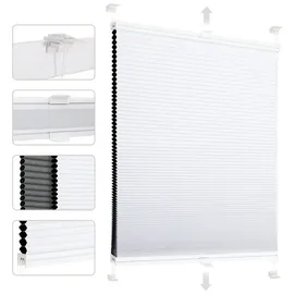 Sekey Wabenplissee ohne Bohren Verdunkelung Rollo 100% verdunkelnd Blickdicht, Klemmfix, Aluminiumschiene, Zweiseitig wählbar in Weiß & Grau, 70 x