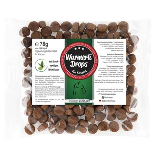TierGlück Wurmerli® Drops mit Walnuss & Angelikawurzel für Katzen 78 g Futter