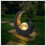 GLOBO LED Mondsichel Solar Lampe Garten Weg Steh Beleuchtung Veranda Glas Kugel Boden Leuchte 33469
