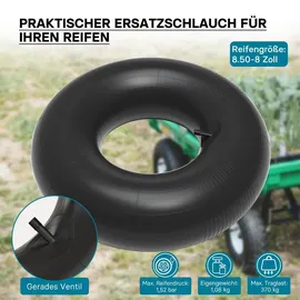Wiltec Schlauch Rasenmäherreifen 18x6.50/7.50/8.50/9.50-8 20x8.00/10.00-8 mit geradem Ventil E