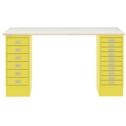 Bisley Schreibtisch »MultiRange« plywood Platte mit 16 Schubladen gelb, 140x74x60 cm