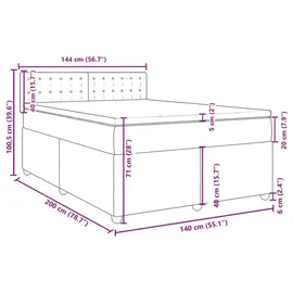 vidaXL Boxspringbett mit Matratze Dunkelbraun 140x200 cm Stoff