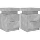 vidaXL Nachtschrank mit LED-Leuchten 35 x 39 x 55 cm Betongrau