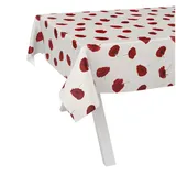 ANRO Wachstuchtischdecke abwaschbar 200 x 140 cm Beige Rot