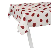 ANRO Wachstuchtischdecke abwaschbar 200 x 140 cm Beige Rot