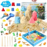 Magic Sand, Theefun 1362g Space Sand Kit Magischer Sand mit 3 Farben, Dinosaurierfiguren und Werkzeug Magic Sand Spielsand für Kreatives Indoor-Sandspiel Geschenke für 2 3 4 5 Jahre