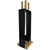 FireFix Kaminbesteck 5-teilig Holz und Stahl 19 x 19 x 69 cm Schwarz