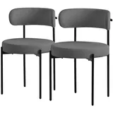 ML-Design Esszimmerstühle 2Er Set aus Teddystoff Grau mit Rückenlehne