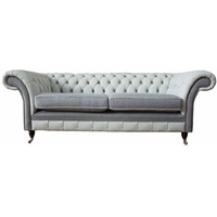 JVmoebel Chesterfield-Sofa, Sofa Dreisitzer Chesterfield Couch Wohnzimmer Textil Grau Klassisch grau
