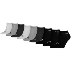 HEAD Unisex Sneaker Socken, 9-pack - PERFORMANCE SNEAKER ECOM, Sportsocken, Logo Grau/Schwarz 43-46