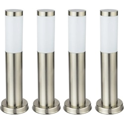 4er Set Edelstahl Steh Leuchten Außen Beleuchtungen IP44 Stand Lampen Silber E27 Strahler Lichter
