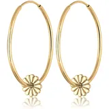 Elli Creolen Blume gold 925 Sterling Silber onesize
