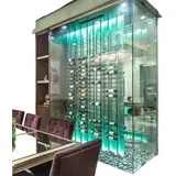 JV Möbel Moderner Weinschrank aus Edelstahl und Glas in Silber oder Schwarz